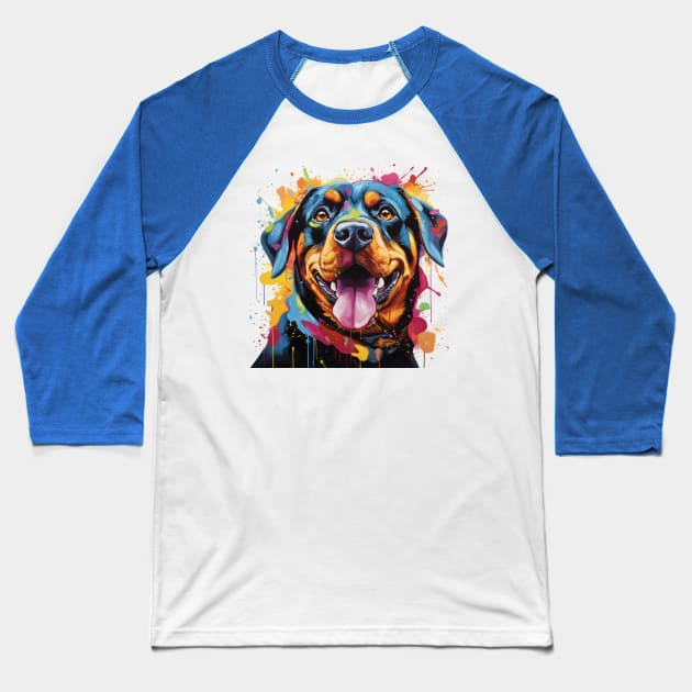 Rottweiller Dog Art Baseball T-Shirt by CunninghamWatercolors